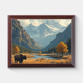 The vast Rocky Mountains and Buffaloes Award Plaque