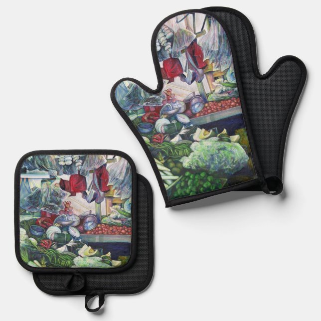 The Vegetarian Club Meets Here on Tuesday's Aftern Oven Mitt & Pot Holder Set (Front/Back)