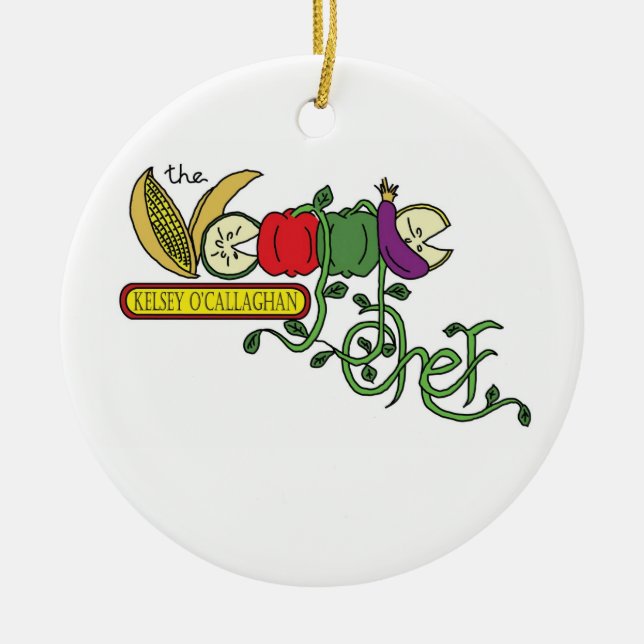 The Veggie Chef Ordament Ceramic Ornament (Front)