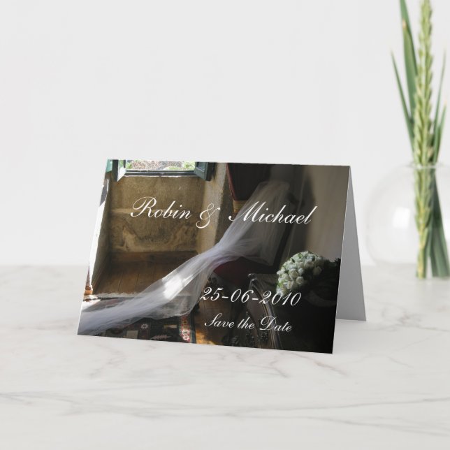 The veil and the  bouquet -customized announcement (Front)