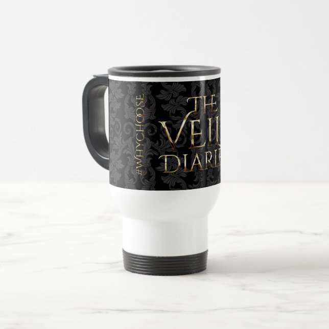 The Veil Diaries Graphic Travel Mug (Front Left)