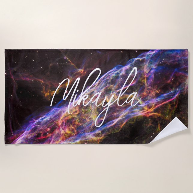 The Veil Nebula Beach Towel (Front)