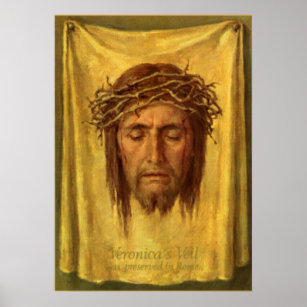 The Veil of Veronica Jesus Christ face, Holy Face Poster