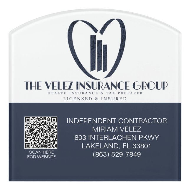 The Velez Insurance Group    Door Sign (Contour Front)