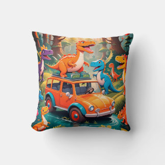 The Velociraptors Family Vacation  Throw Pillow