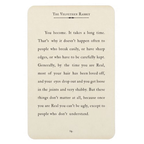 The Velveteen Rabbit Quote Book Page Magnet