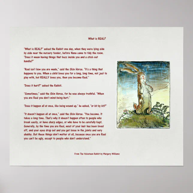 The Velveteen Rabbit - What is Real? Poster | Zazzle