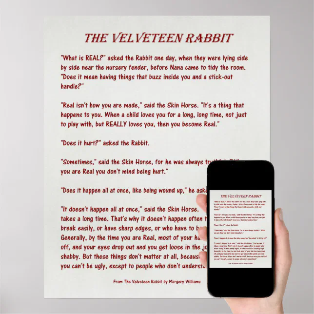 The Velveteen Rabbit - What is Real? - Poster | Zazzle