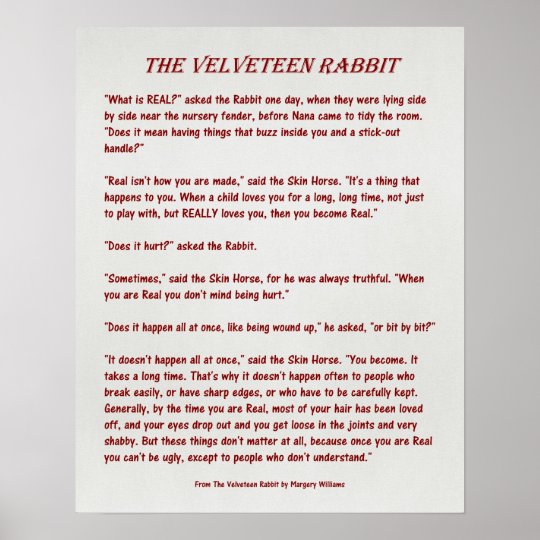 The Velveteen Rabbit - What is Real? - Poster | Zazzle.com