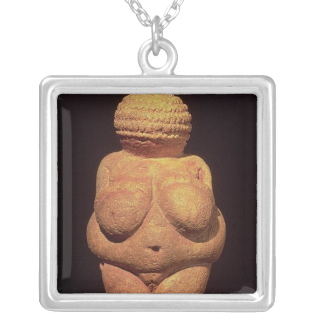 The Venus of Willendorf, Fertility Symbol Silver Plated Necklace (Front)