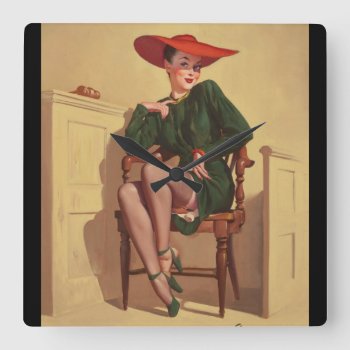 The Verdict Was Wow Pin Up Art Square Wall Clock by Pin_Up_Art at Zazzle