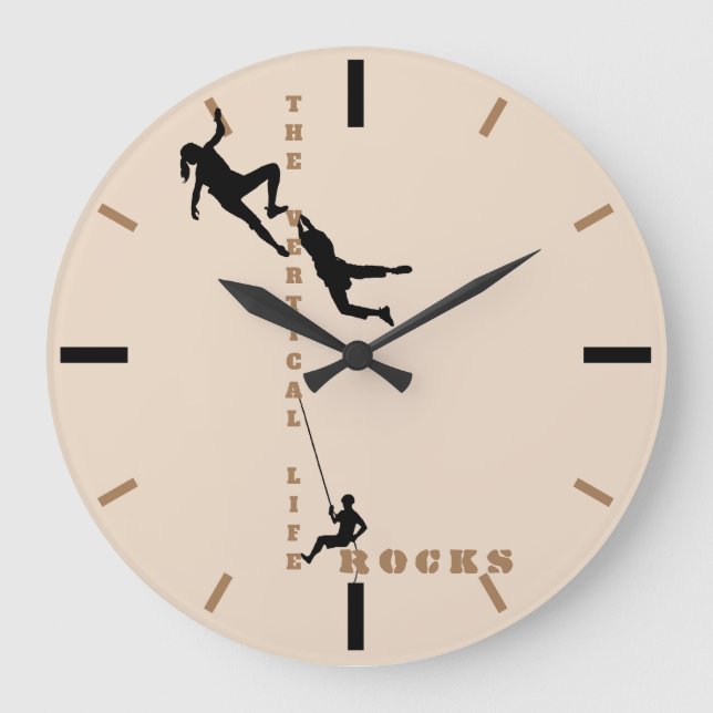 The Vertical Life - Rock Climbing Design Large Clock (Front)