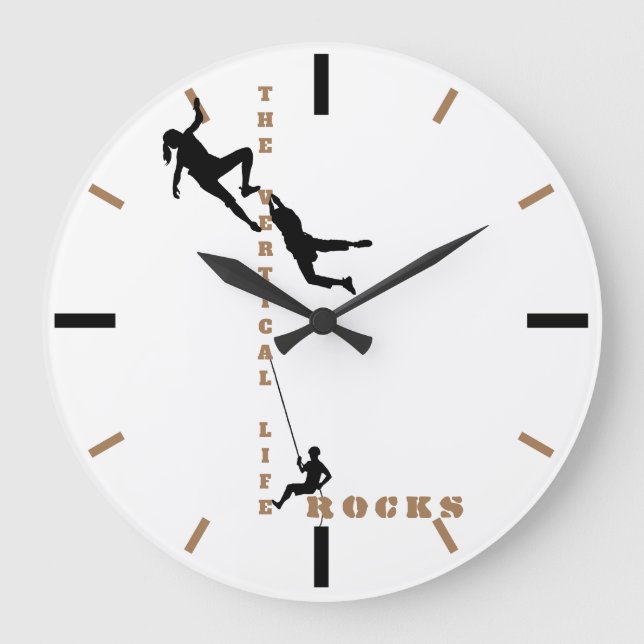 The Vertical Life - Rock Climbing Design Large Clock (Front)
