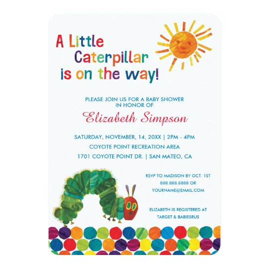 the very hungry caterpillar baby shower card | zazzle the very hungry caterpillar baby shower card | zazzle, Baby shower invitations