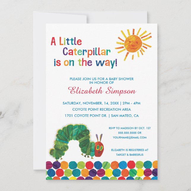The Very Hungry Caterpillar Baby Shower Invitation (Front)