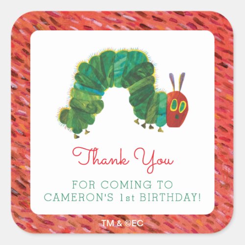 The Very Hungry Caterpillar Birthday  Thank You Square Sticker