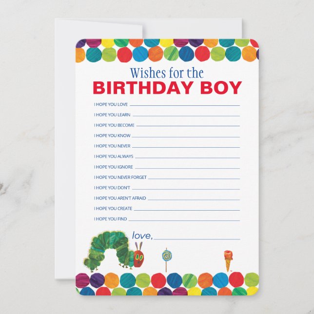 The Very Hungry Caterpillar Birthday Wishes Note Card (Front)