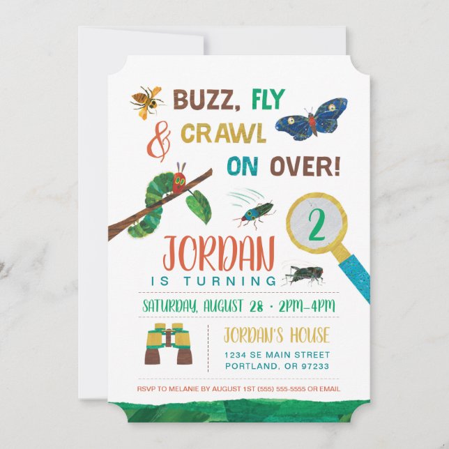 The Very Hungry Caterpillar | Bug Birthday Invitation (Front)