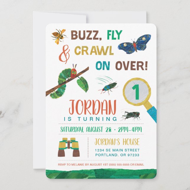 The Very Hungry Caterpillar | Bug First Birthday Invitation (Front)