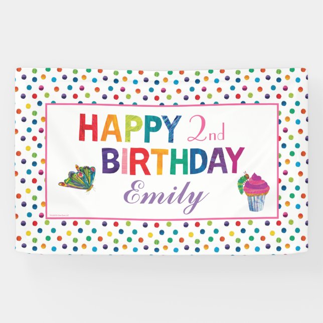 The Very Hungry Caterpillar Butterfly Birthday Ban Banner (Horizontal)