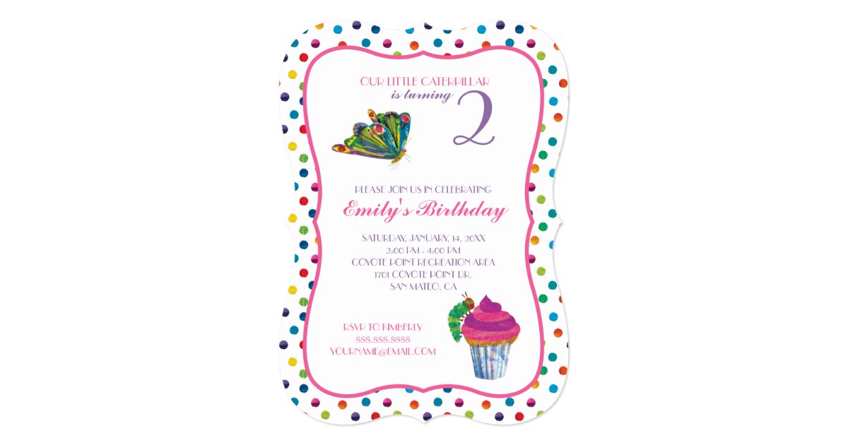 The Very Hungry Caterpillar Butterfly Birthday Invitation Zazzle Com
