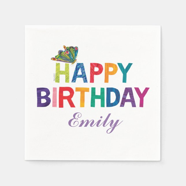 The Very Hungry Caterpillar Butterfly Birthday Paper Napkins (Front)