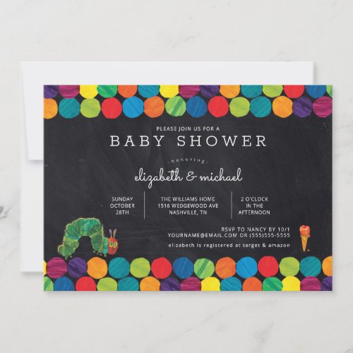 The Very Hungry Caterpillar Chalkboard Baby Shower Invitation