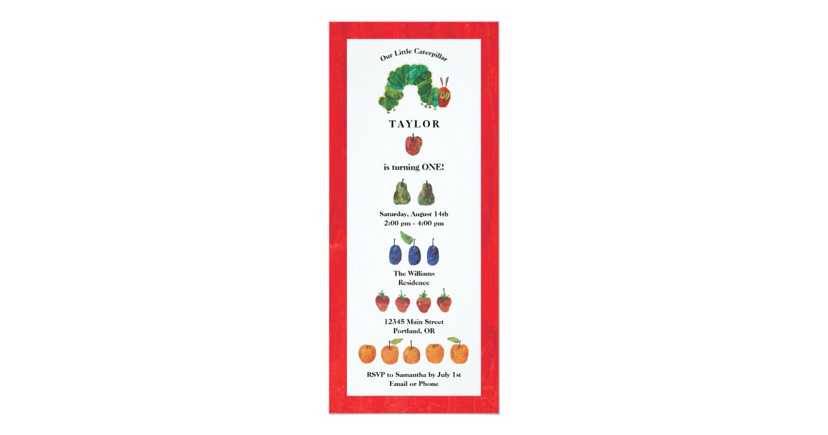 The Very Hungry Caterpillar Fruit Birthday Invitation Zazzle Com