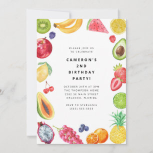 The Very Hungry Caterpillar Fruit Birthday  Invitation