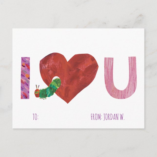 The Very Hungry Caterpillar | I Heart You Holiday Postcard (Front)