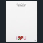 The Very Hungry Caterpillar | I Heart You Letterhead<br><div class="desc">Share your love with the delightful I Heart You design, inspired by Eric Carle’s The Very Hungry Caterpillar. This charming artwork features a bold "I ♥ You" message with the iconic caterpillar playfully interacting with the heart symbol. Rendered in Carle’s signature hand-painted collage style, the design is vibrant and whimsical,...</div>