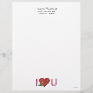 The Very Hungry Caterpillar I Heart You Letterhead