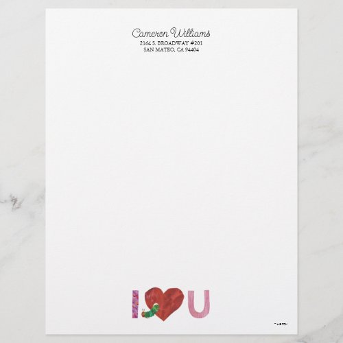 The Very Hungry Caterpillar  I Heart You Letterhead