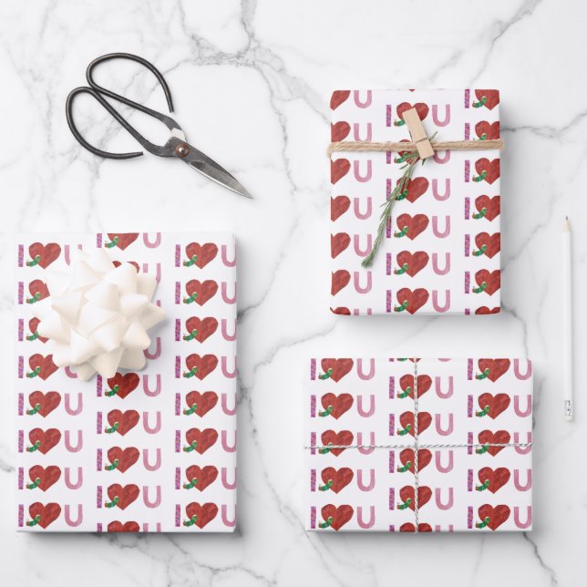 The Very Hungry Caterpillar | I Heart You Wrapping Paper Sheets (Front)