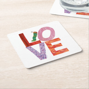 The Very Hungry Caterpillar LOVE Square Paper Coaster