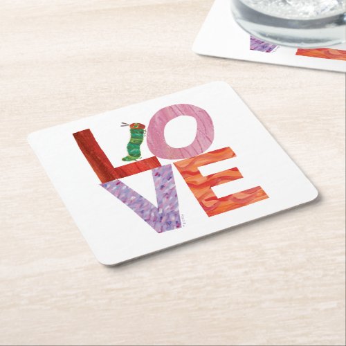 The Very Hungry Caterpillar  LOVE Square Paper Coaster
