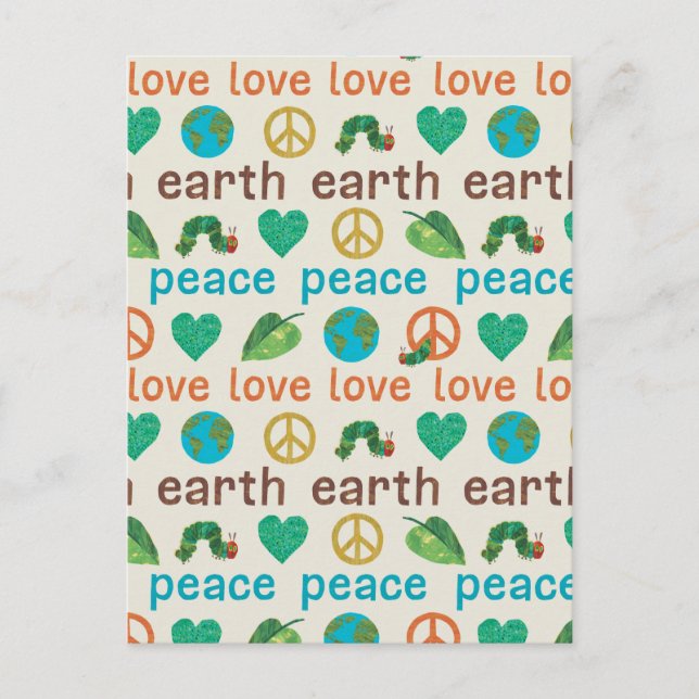 The Very Hungry Caterpillar Peace Love Earth Postcard (Front)
