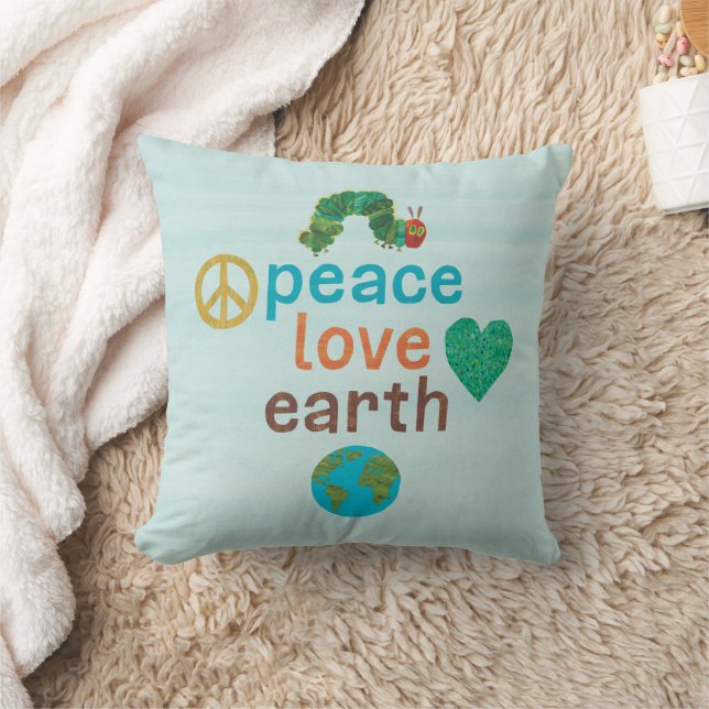 The Very Hungry Caterpillar Peace Love Earth Throw Pillow (Blanket)