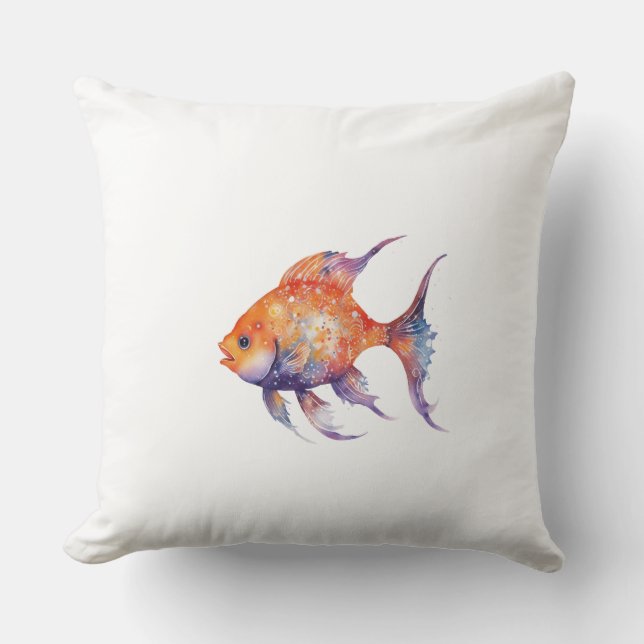 The Very Worried Goldfish Large Throw Pillow (Front)