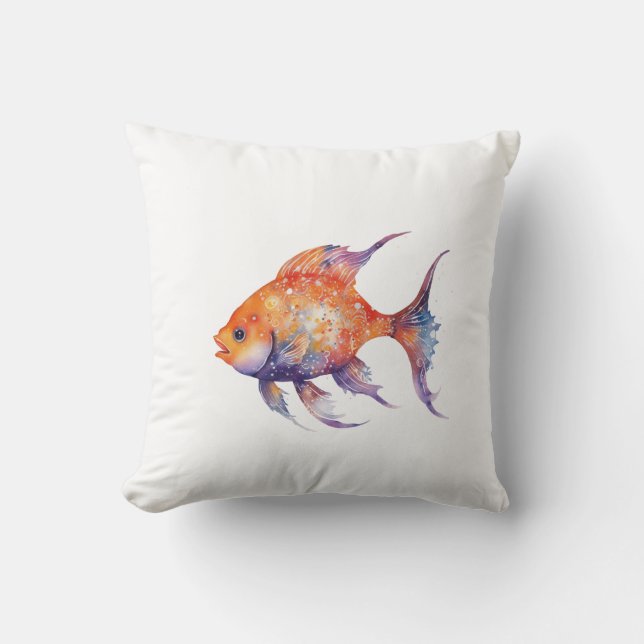The Very Worried Goldfish Small Throw Pillow (Front)