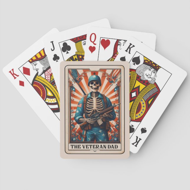The Veteran Dad Funny Fathers Day Skeleton Poker Cards (Back)