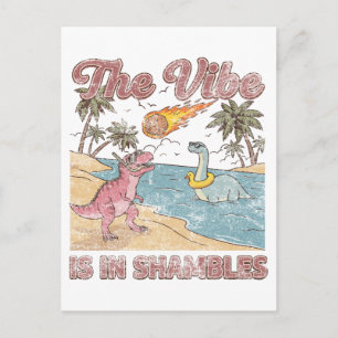 The Vibe Is In Shambles Retro Dinosaur Summer Postcard