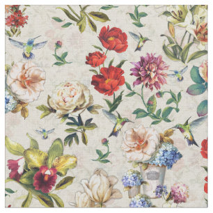 The Victorian-Era Floral Watercolor Creation Fabric