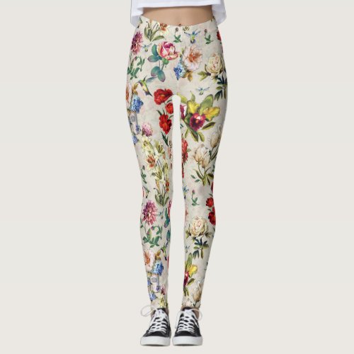 The Victorian_Era  Floral Watercolor Creation Legg Leggings