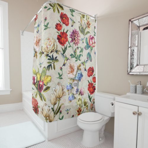 The Victorian_Era  Floral Watercolor Creation Shower Curtain
