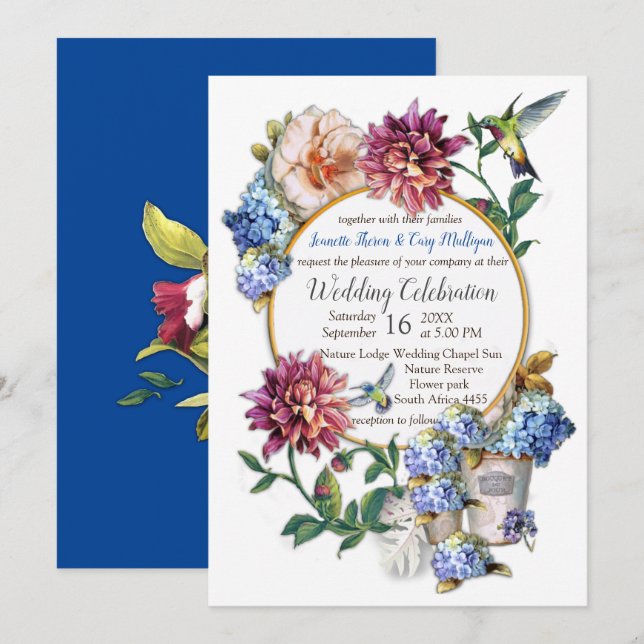 The Victorian-Era  Floral Watercolor  Invitation (Front/Back)