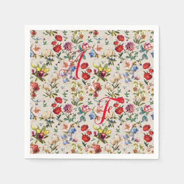 The Victorian-Era Floral Watercolor Napkins (Front)