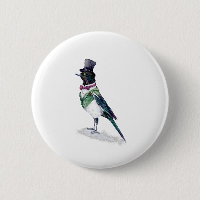 The Victorian Magpie Bird Button (Front)