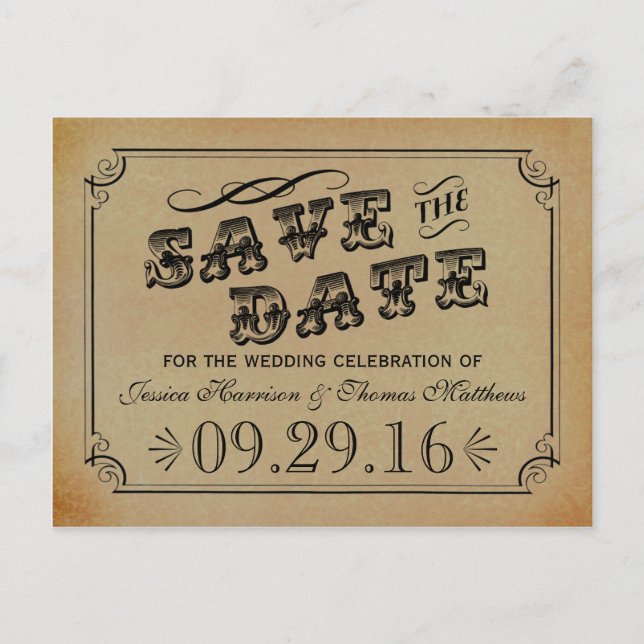 The Victorian Steampunk Wedding Collection Announcement Postcard (Front)