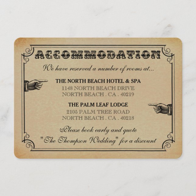The Victorian Steampunk Wedding Collection Enclosure Card (Front)